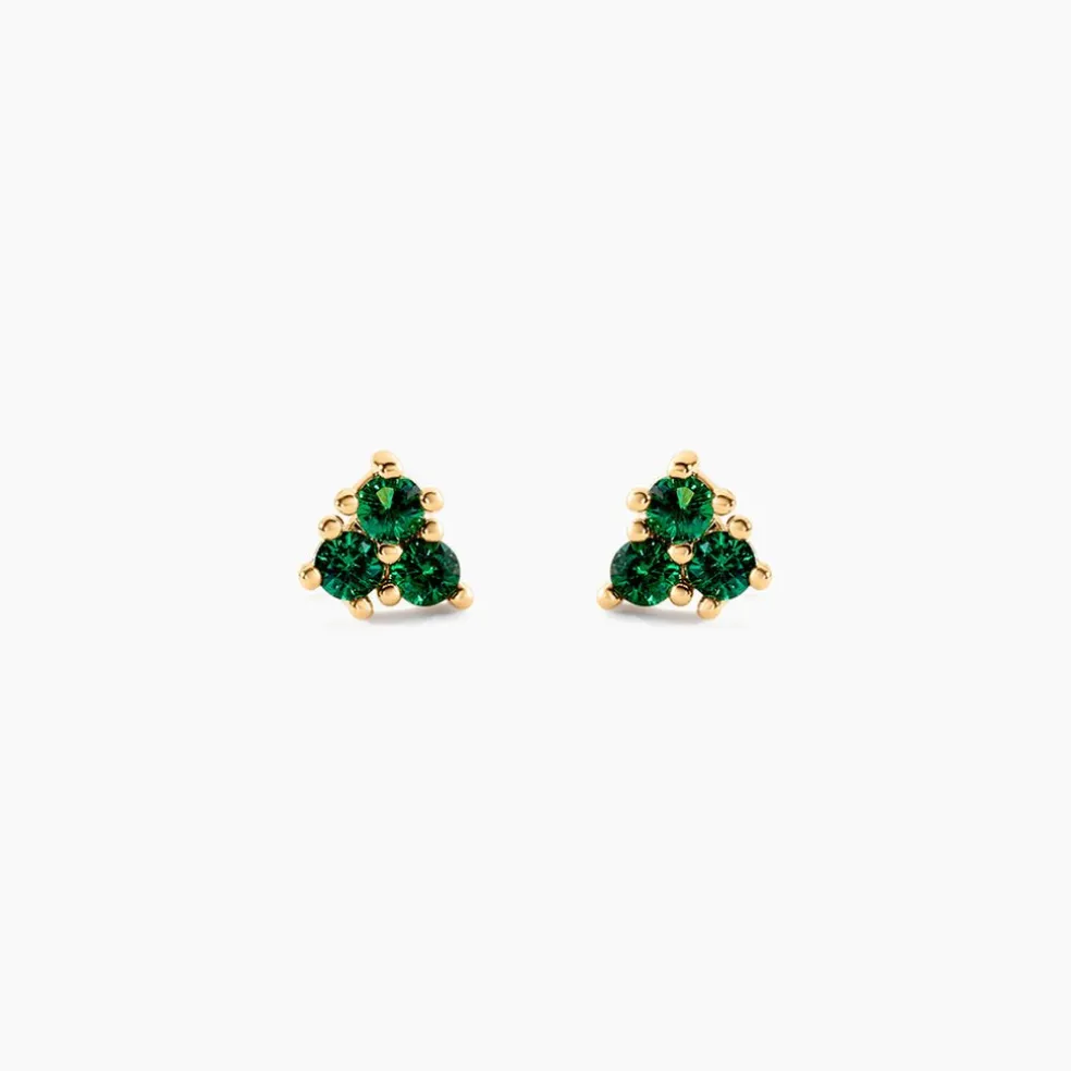 Boucles D'oreilles Puces Istoria Plaqué Or Jaune Spinelle