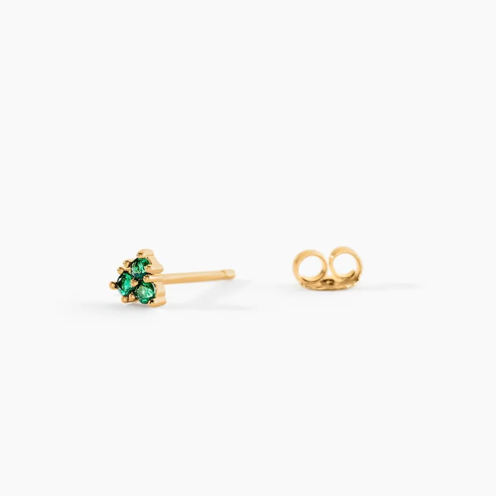 Boucles D'oreilles Puces Istoria Plaqué Or Jaune Spinelle