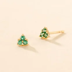 Boucles D'oreilles Puces Istoria Plaqué Or Jaune Spinelle