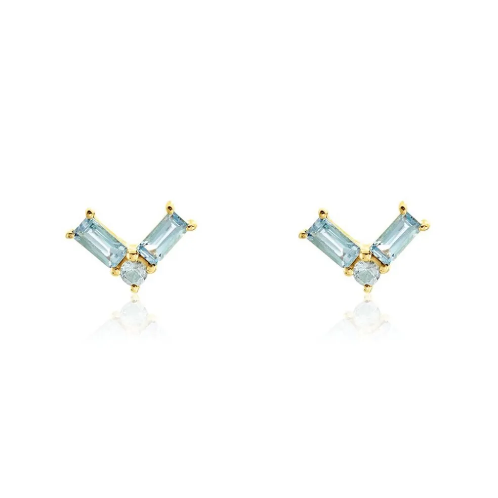 Boucles D'oreilles Puces Lavender Or Jaune Topaze