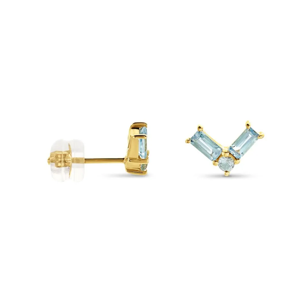 Boucles D'oreilles Puces Lavender Or Jaune Topaze