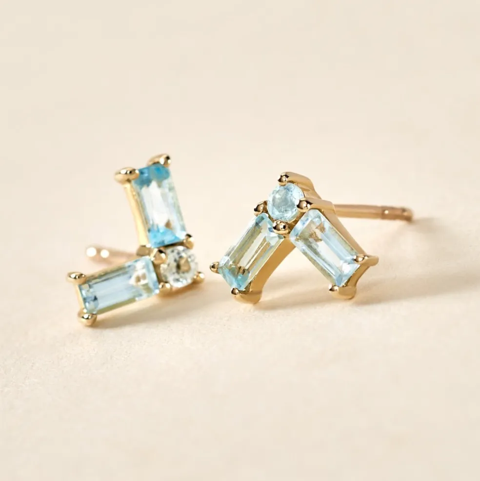 Boucles D'oreilles Puces Lavender Or Jaune Topaze