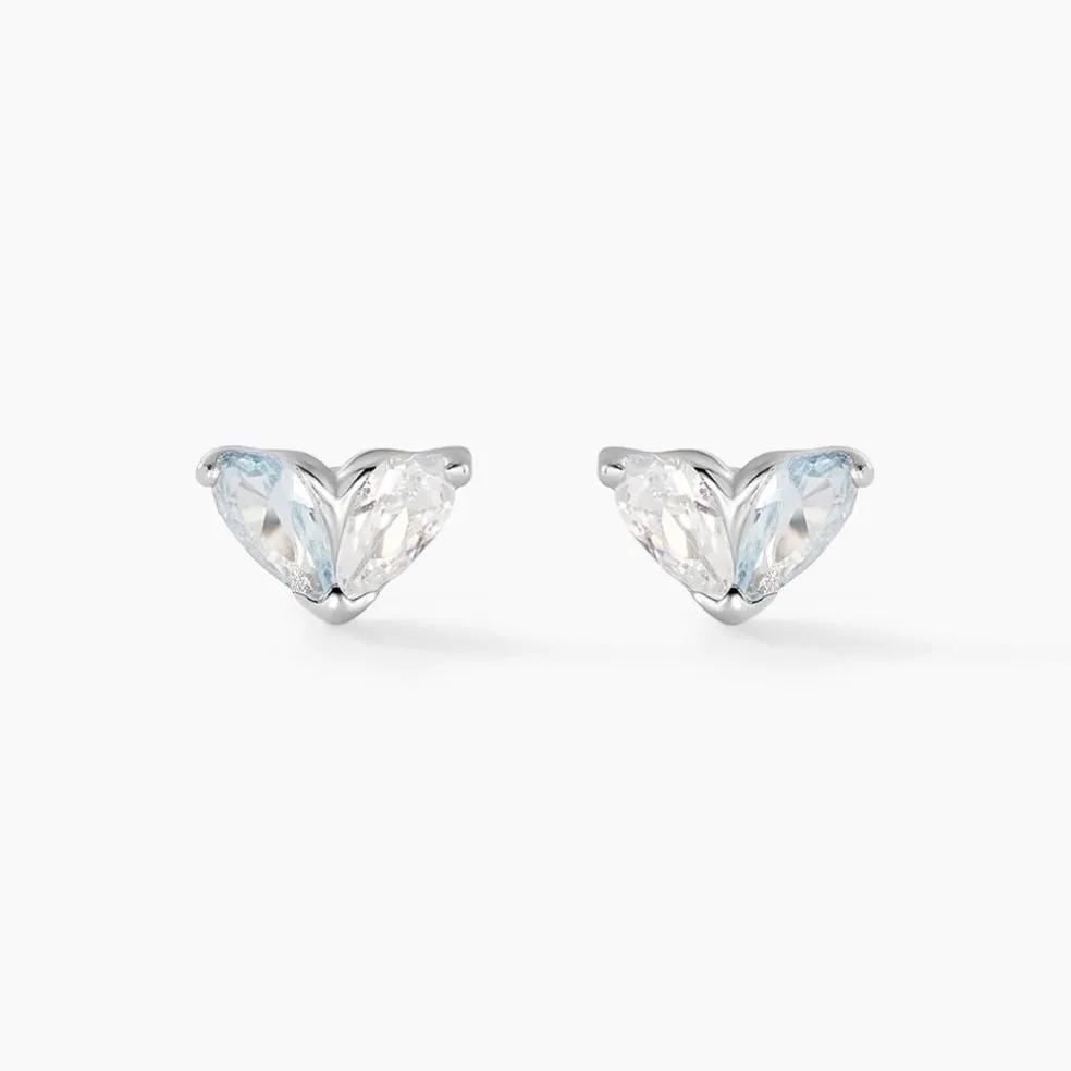 Boucles D'oreilles Puces Myhalf Argent Blanc Oxyde
