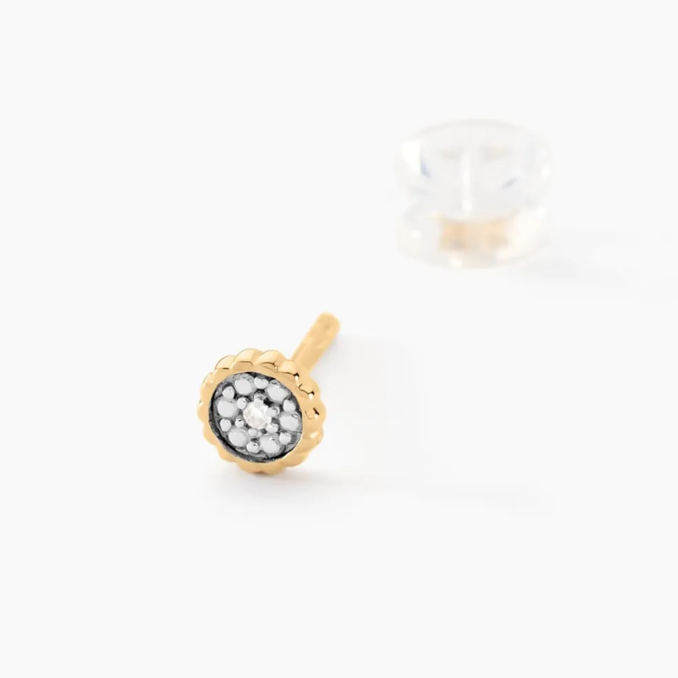 Boucles D'oreilles Puces Mon 1er Diamant Or Jaune Diamant