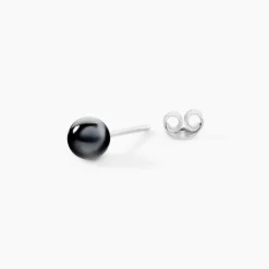 Boucles D'oreilles Puces Orbe Argent Blanc Céramique
