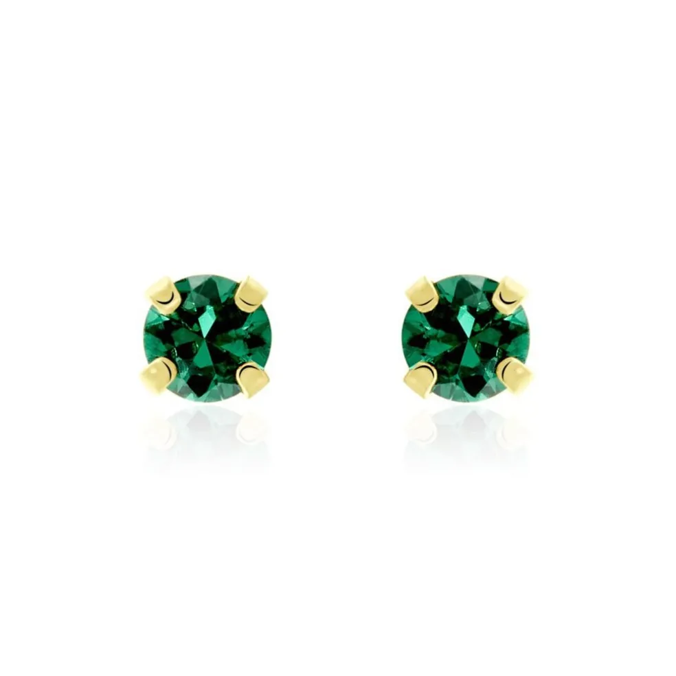 Boucles D'oreilles Puces Or Jaune Oxyde De Zirconium