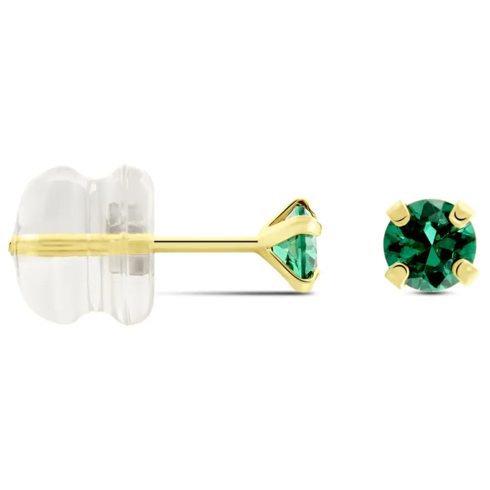 Boucles D'oreilles Puces Or Jaune Oxyde De Zirconium