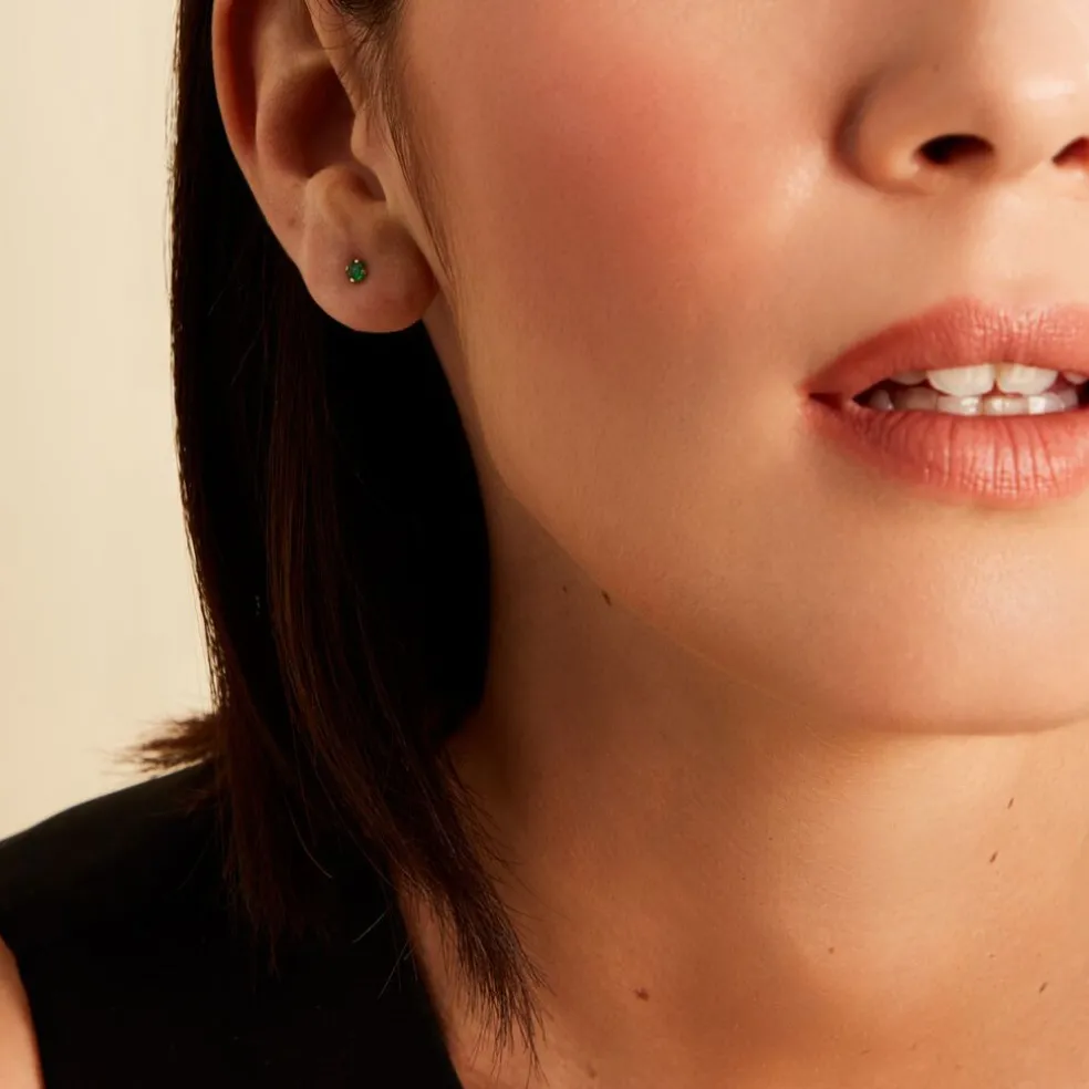 Boucles D'oreilles Puces Or Jaune Oxyde De Zirconium