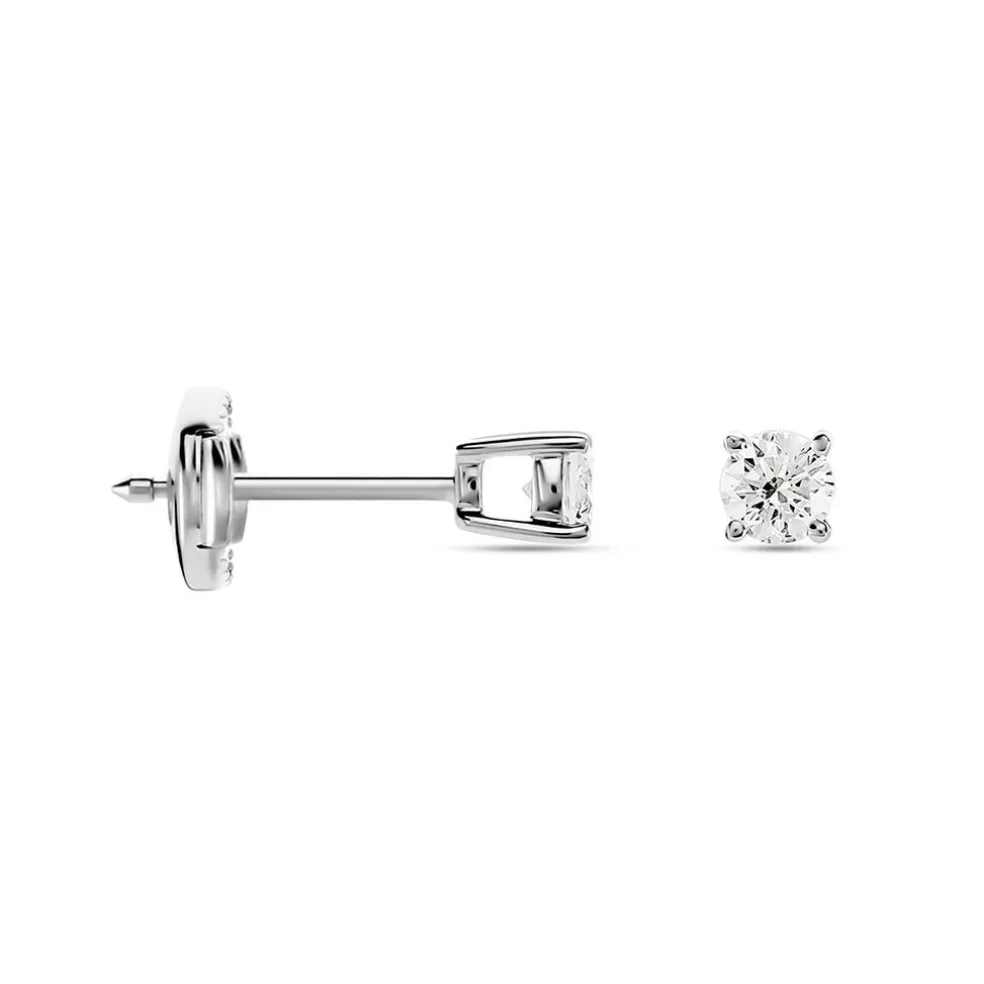 Boucles D'oreilles Puces Or Blanc Aphrodite Diamants