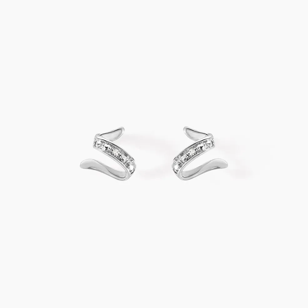 Boucles D'oreilles Puces Ouassima Or Blanc Diamant