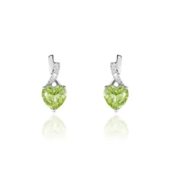 Boucles D'oreilles Puces Or Blanc Clothilde Péridot