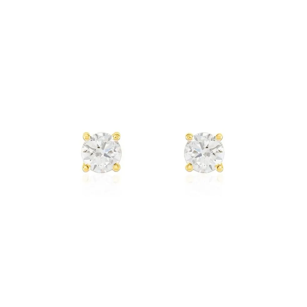 Boucles D'oreilles Puces Or Jaune Aphrodite Diamants