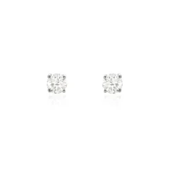 Boucles D'oreilles Puces Or Blanc Diamants Synthétique
