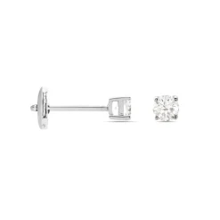 Boucles D'oreilles Puces Or Blanc  Diamants Synthétique