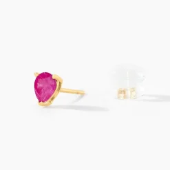 Boucles D'oreilles Puces Or Jaune Isador Rubis