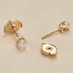 Boucles D'oreilles Puces Or Jaune Aphrodite Diamants