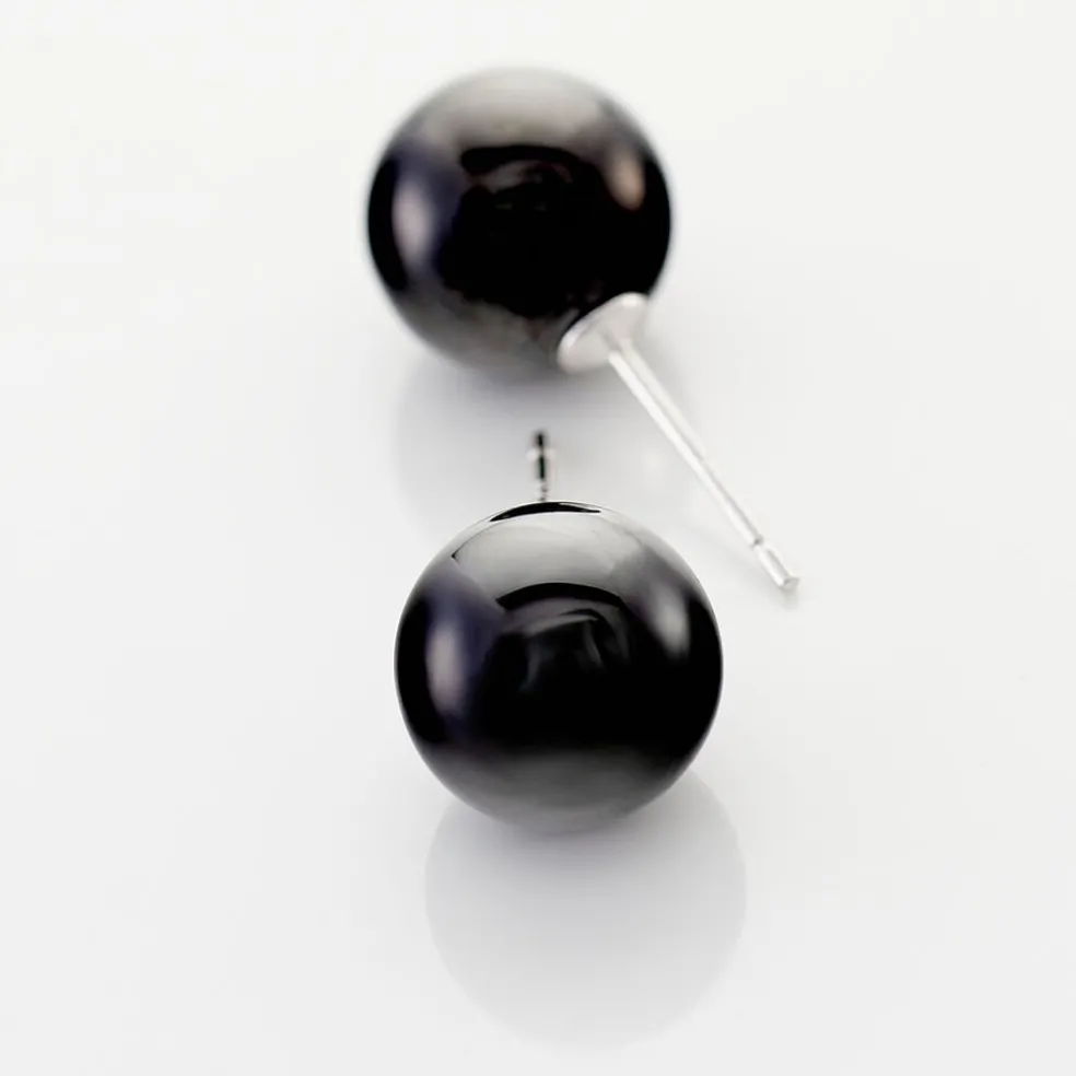 Boucles D'oreilles Puces Orbe Argent Blanc Céramique