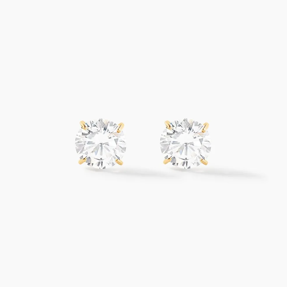 Boucles D'oreilles Puces Or Jaune Katherina Oxyde De Zirconium