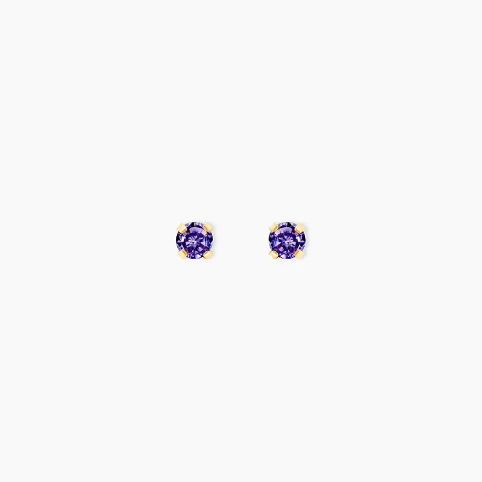 Boucles D'oreilles Puces Or Jaune Oxyde De Zirconium