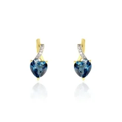 Boucles D'oreilles Puces Or Jaune Clothilde Topaze Et Oxydes