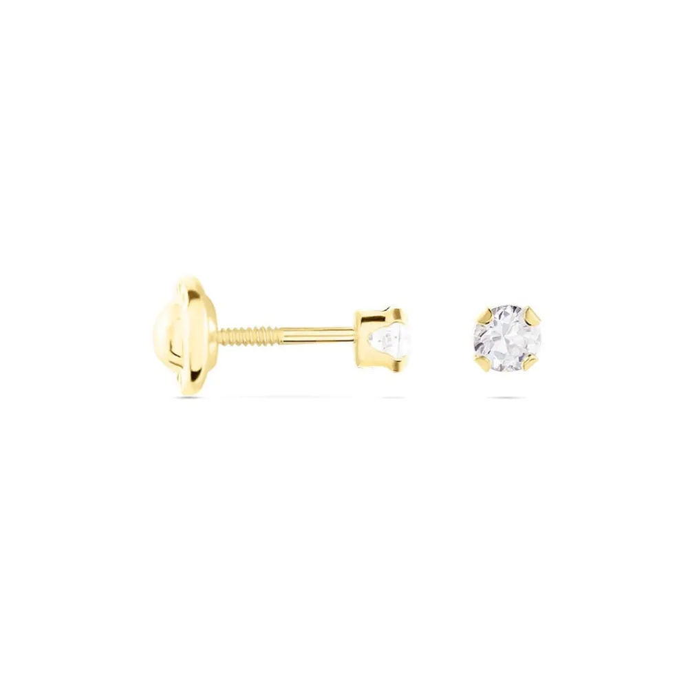 Boucles D'oreilles Puces Pepita Or Jaune Oxyde De Zirconium