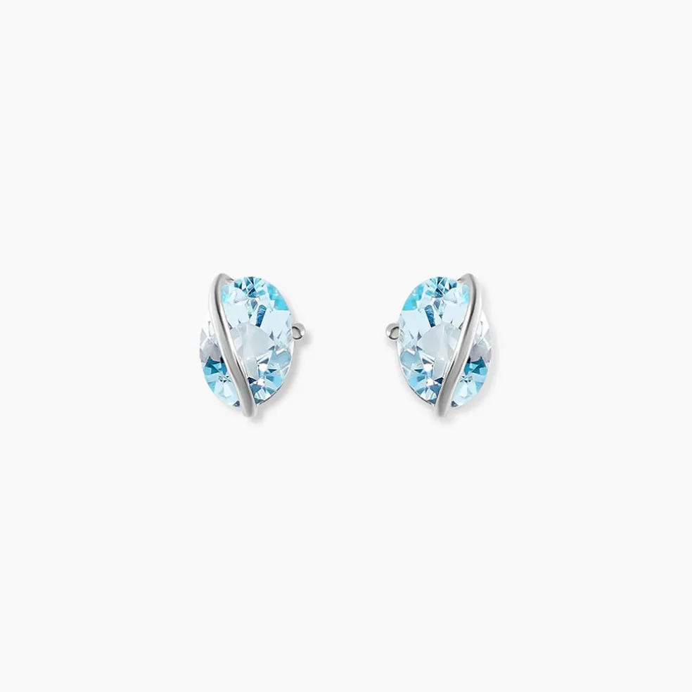 Boucles D'oreilles Puces Prudencia Or Blanc Topaze