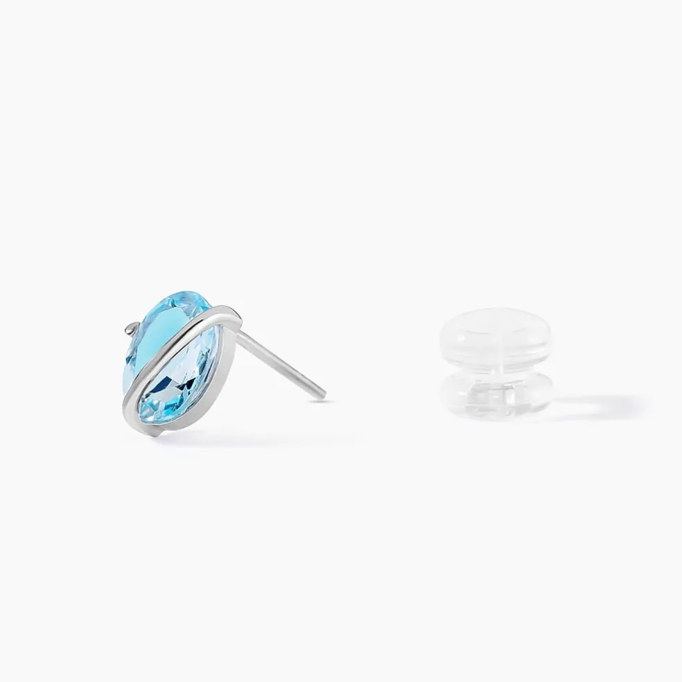 Boucles D'oreilles Puces Prudencia Or Blanc Topaze