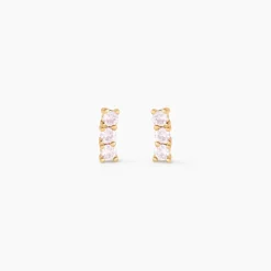 Boucles D'oreilles Puces Plaqué Or Jaune Alodia Oxyde De Zirconium