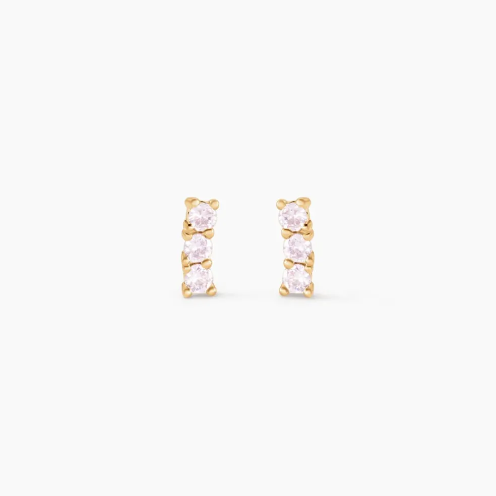 Boucles D'oreilles Puces Plaqué Or Jaune Alodia Oxyde De Zirconium