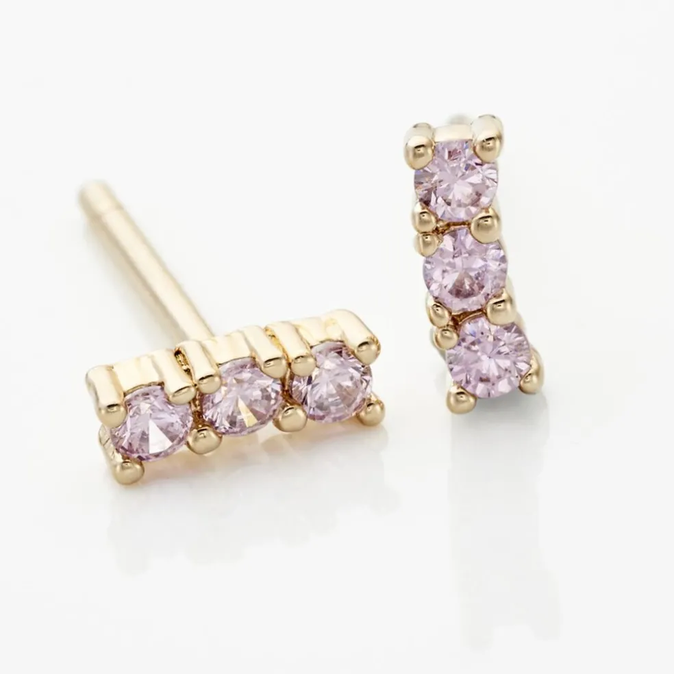 Boucles D'oreilles Puces Plaqué Or Jaune Alodia Oxyde De Zirconium