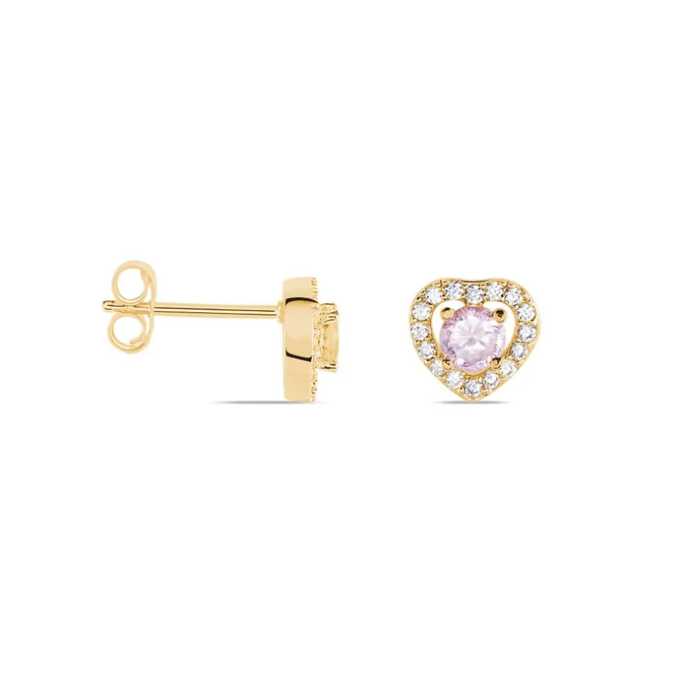 Boucles D'oreilles Puces Plaqué Or Jaune Alais Oxyde De Zirconium