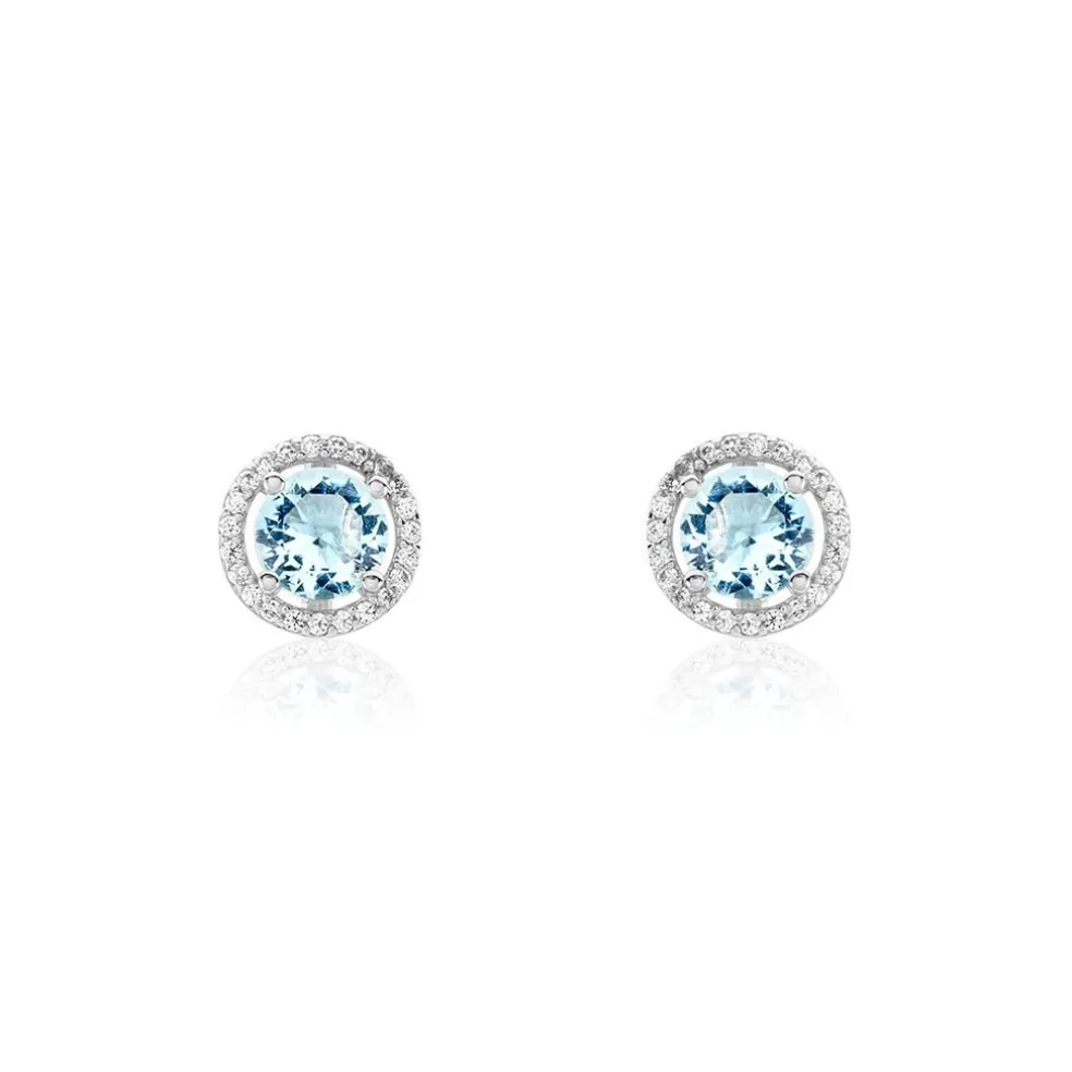 Boucles D'oreilles Puces Rio Argent Blanc Oxyde