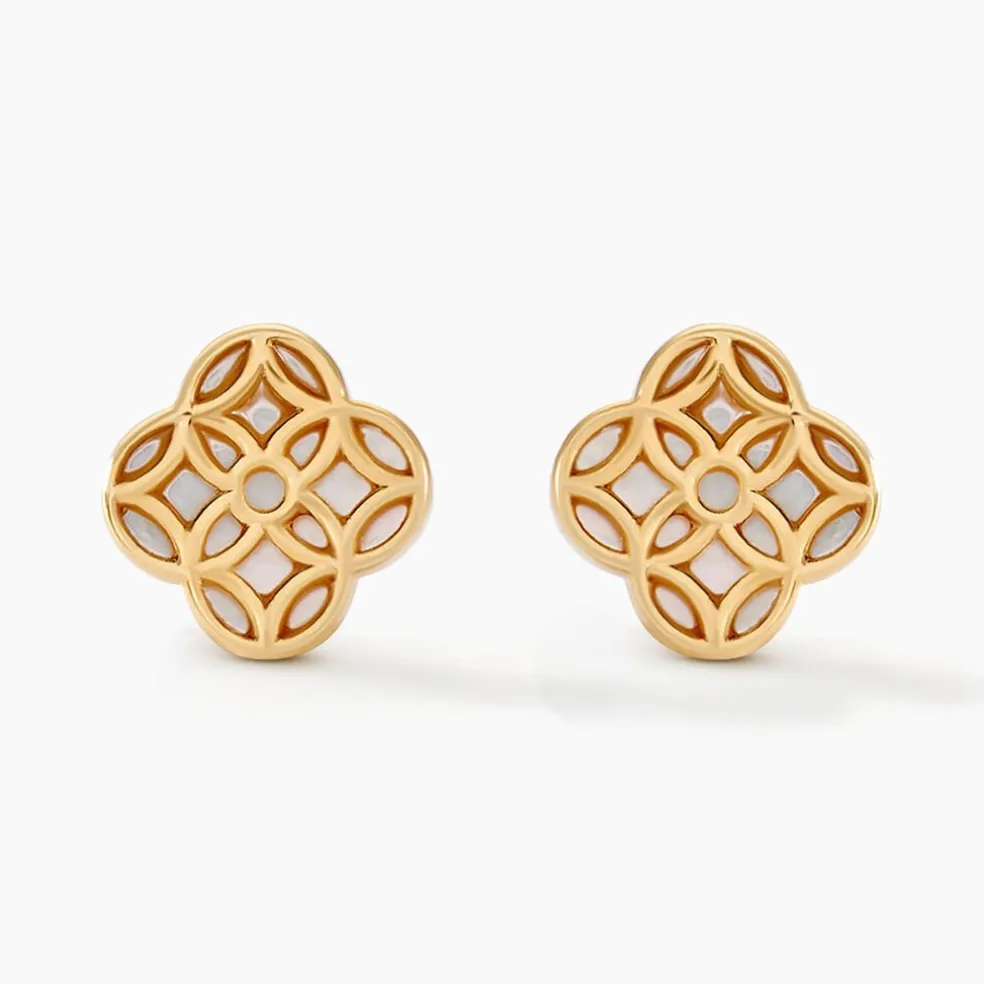 Boucles D'oreilles Puces Rosalite Or Jaune Nacre