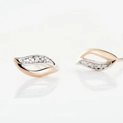 Boucles D'oreilles Puces Smeralda Or Rose Diamant