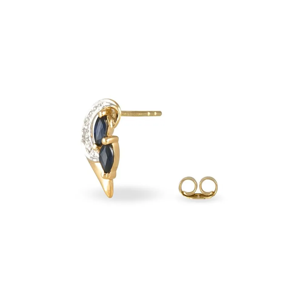 Boucles D'oreilles Puces Sakina Or Jaune Saphir Et Diamant Et Divers