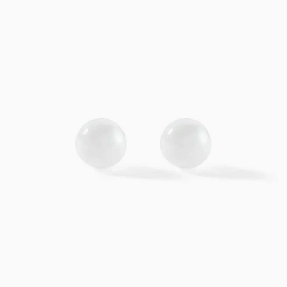 Boucles D'oreilles Puces Solene Argent Blanc Céramique