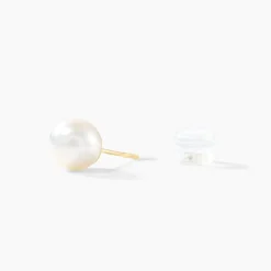 Boucles D'oreilles Puces Ursulina Or Jaune Perle De Culture