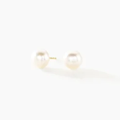 Boucles D'oreilles Puces Ursulina Or Jaune Perle De Culture