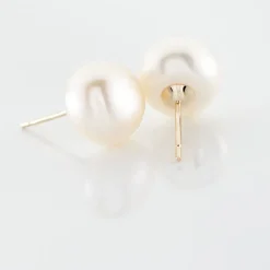 Boucles D'oreilles Puces Ursulina Or Jaune Perle De Culture