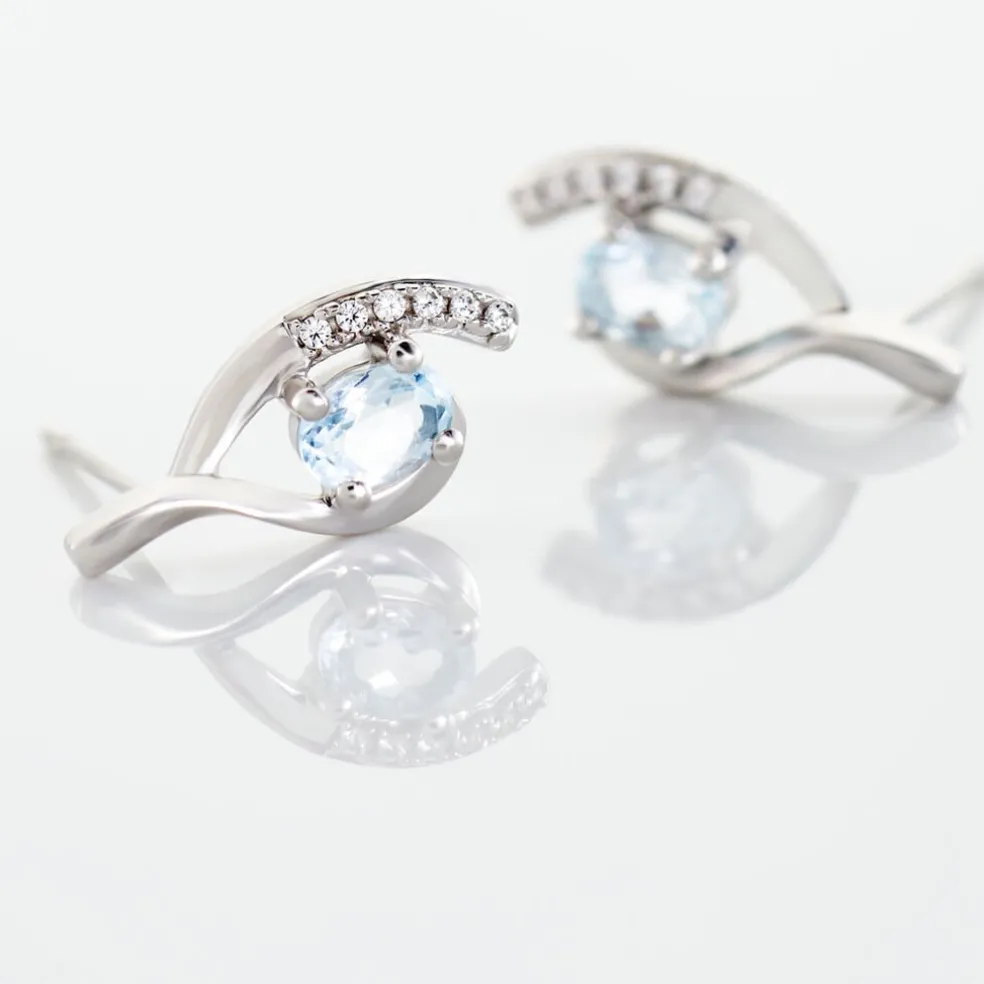 Boucles D'oreilles Sagesse Or Blanc Topaze Oxyde