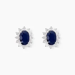 Boucles D'oreilles Vladimir Or Blanc Saphir Diamants