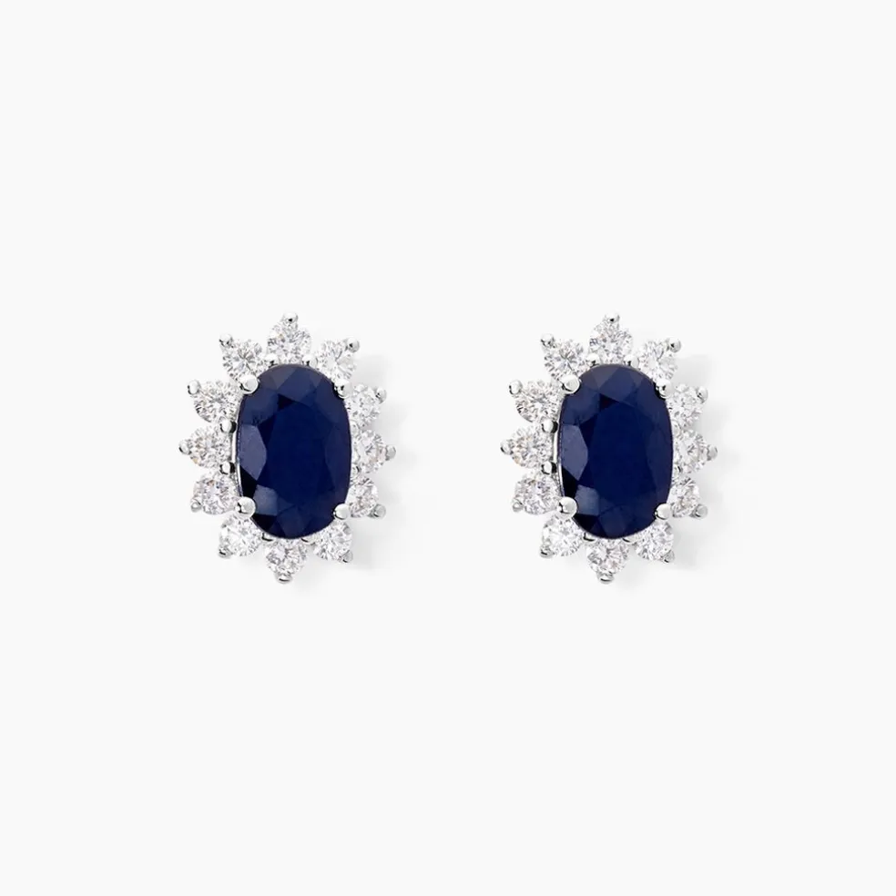 Boucles D'oreilles Vladimir Or Blanc Saphir Diamants