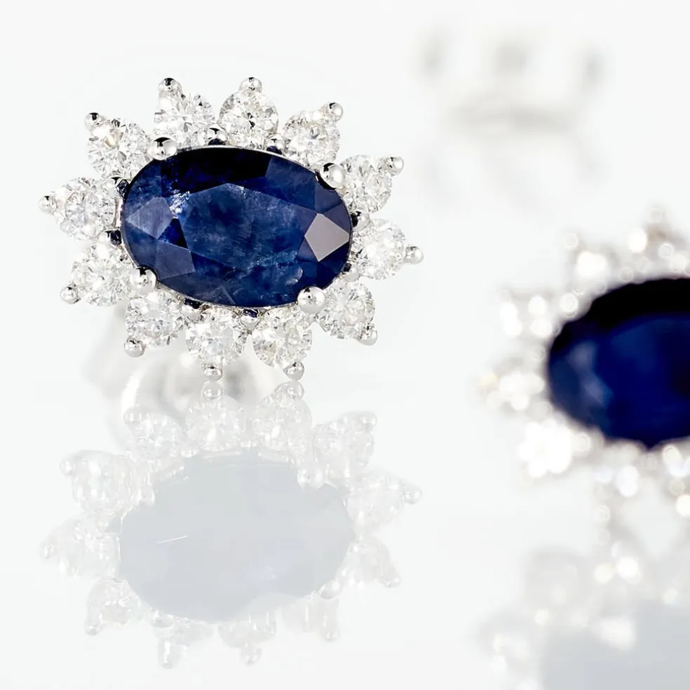 Boucles D'oreilles Vladimir Or Blanc Saphir Diamants