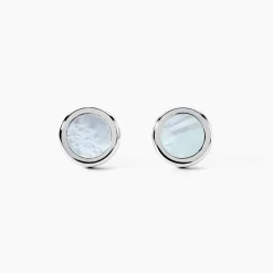 Boutons De Manchettes Jourdan Athos Acier Argenté Nacre