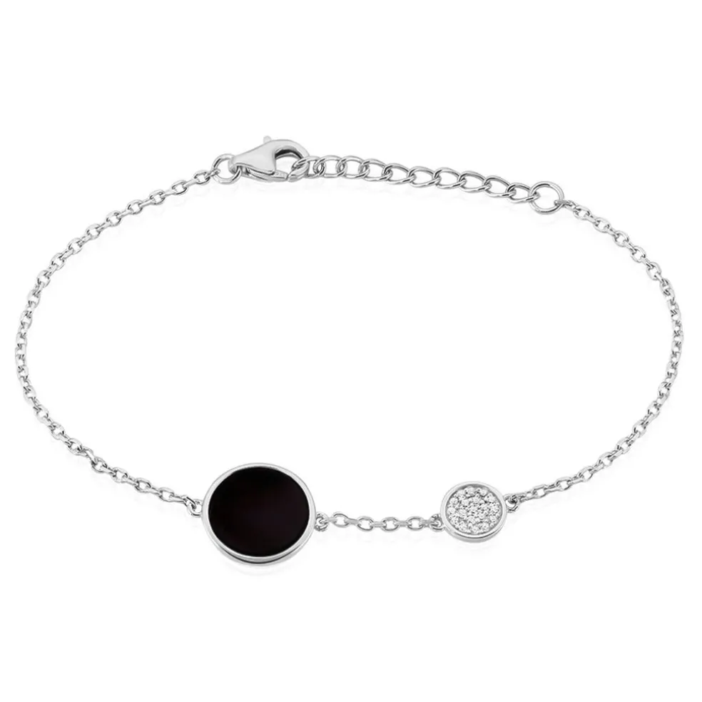 Bracelet Adonya Argent Blanc Céramique Et Oxyde De Zirconium