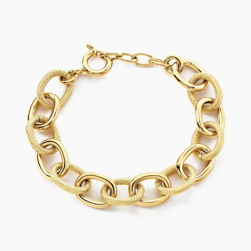 Bracelet Aelia Maille Alternee Acier Jaune