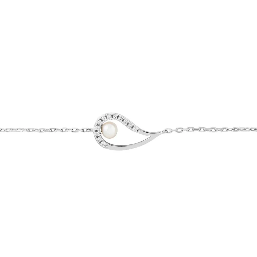 Bracelet Akiko Argent Blanc Perle De Culture Et Oxyde De Zirconium