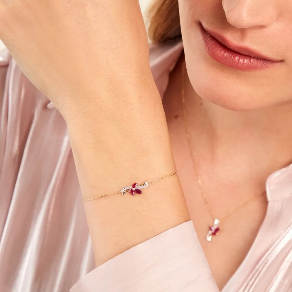 Bracelet Angie Or Jaune Rubis Diamant