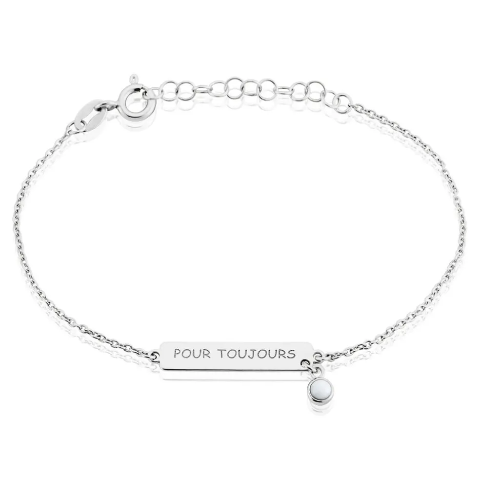 Bracelet Argent Blanc Sameera Agate