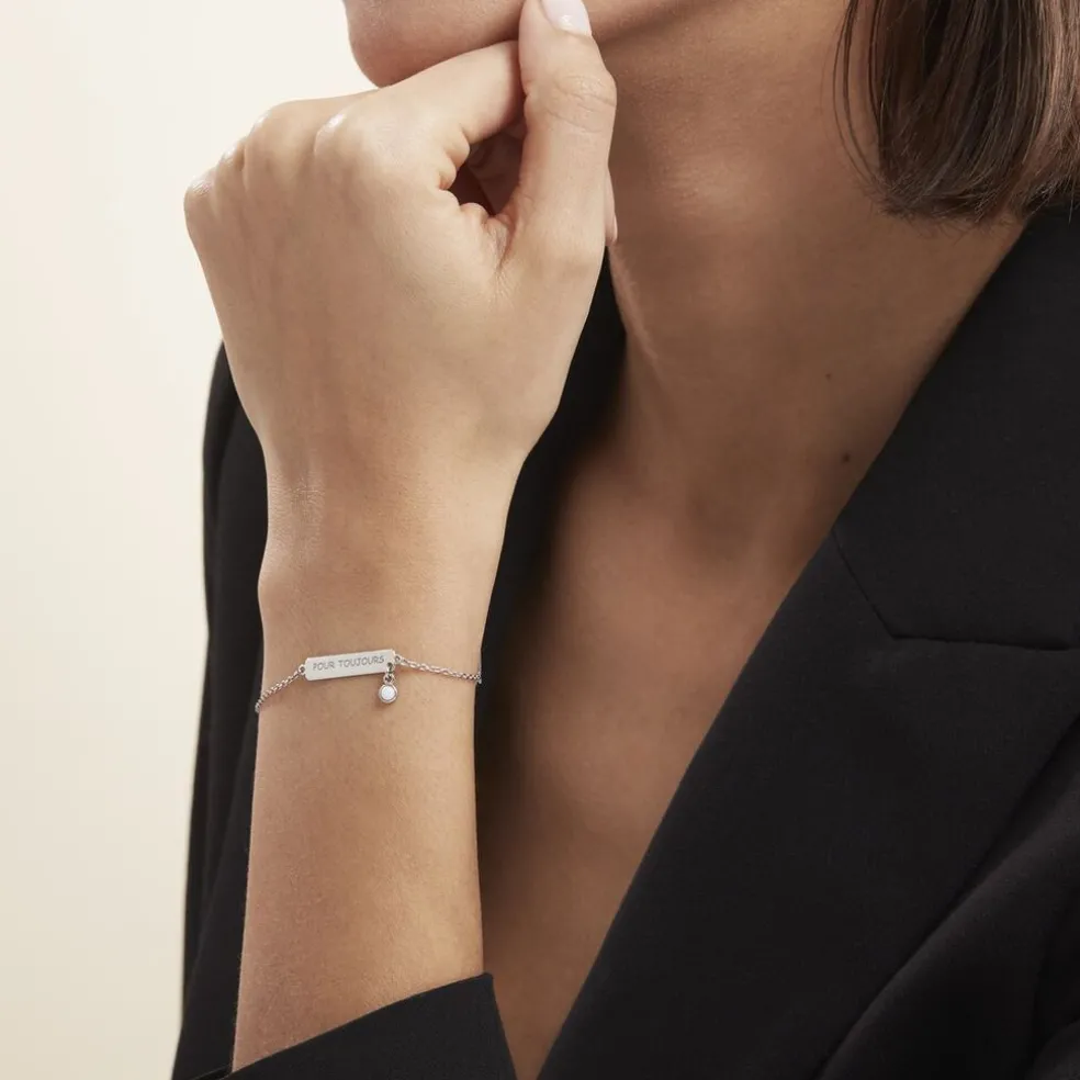 Bracelet Argent Blanc Sameera Agate